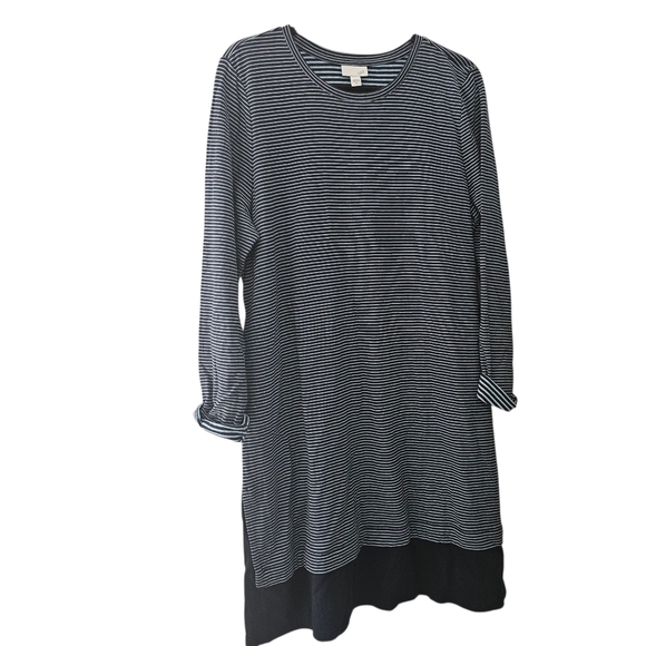 J. Jill Dresses & Skirts - J.Jill Dress XL Mixed Media Shirttail Striped Womens Blue Cotton